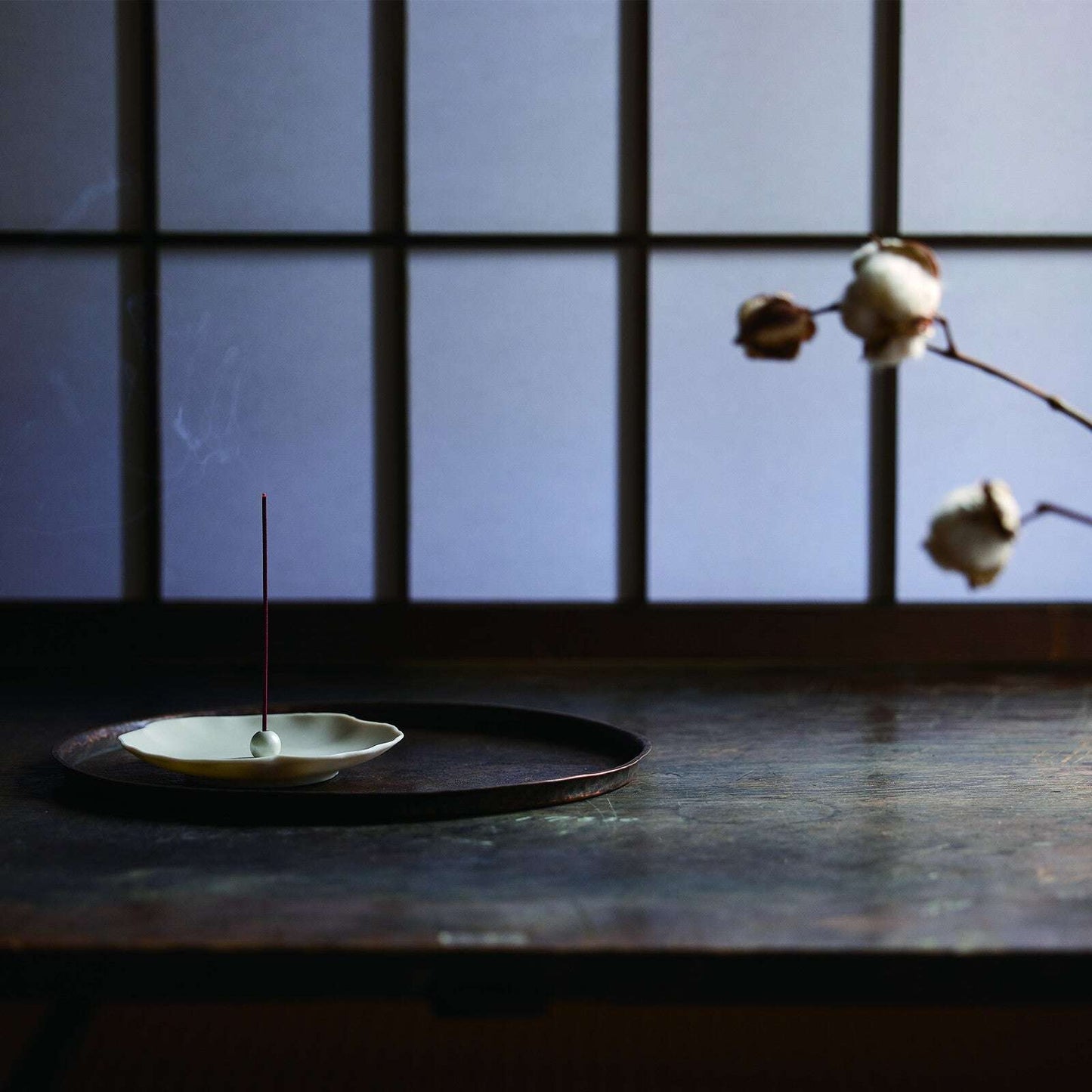 Kousaido Ihana-denshin Collection gift box with 12 floral incense fragrances and holder