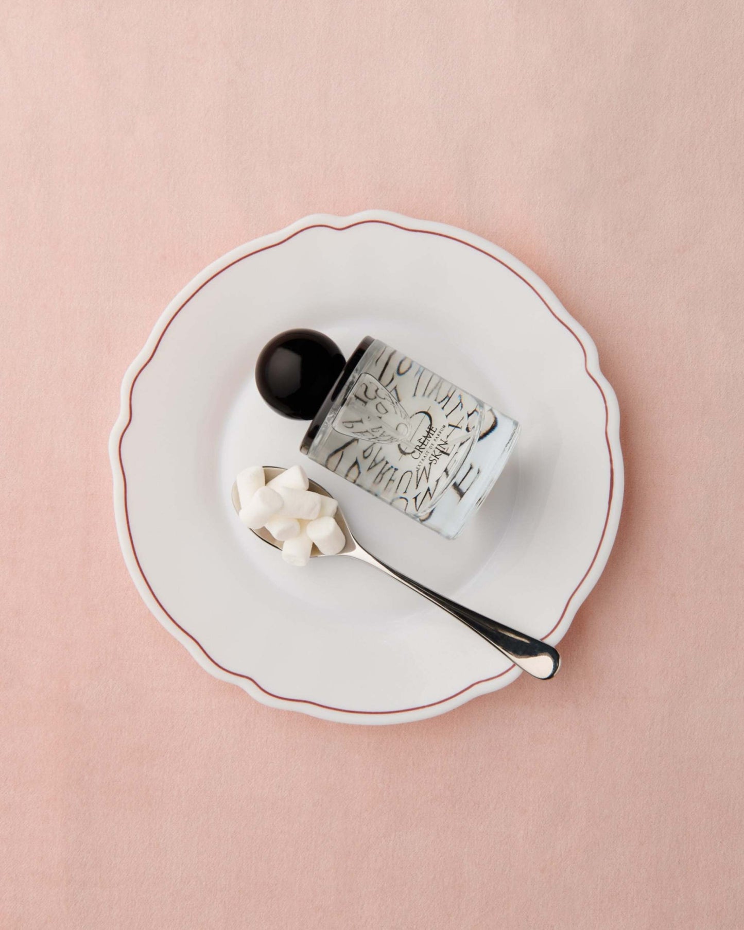 9to5 Studios Odesse Crème Skin perfume on plate with marshmallow spoon
