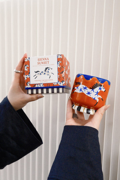 Paddywax A Dopo Horse Candle in hand-painted horse-shaped ceramic with sea salt and cotton blossom scent