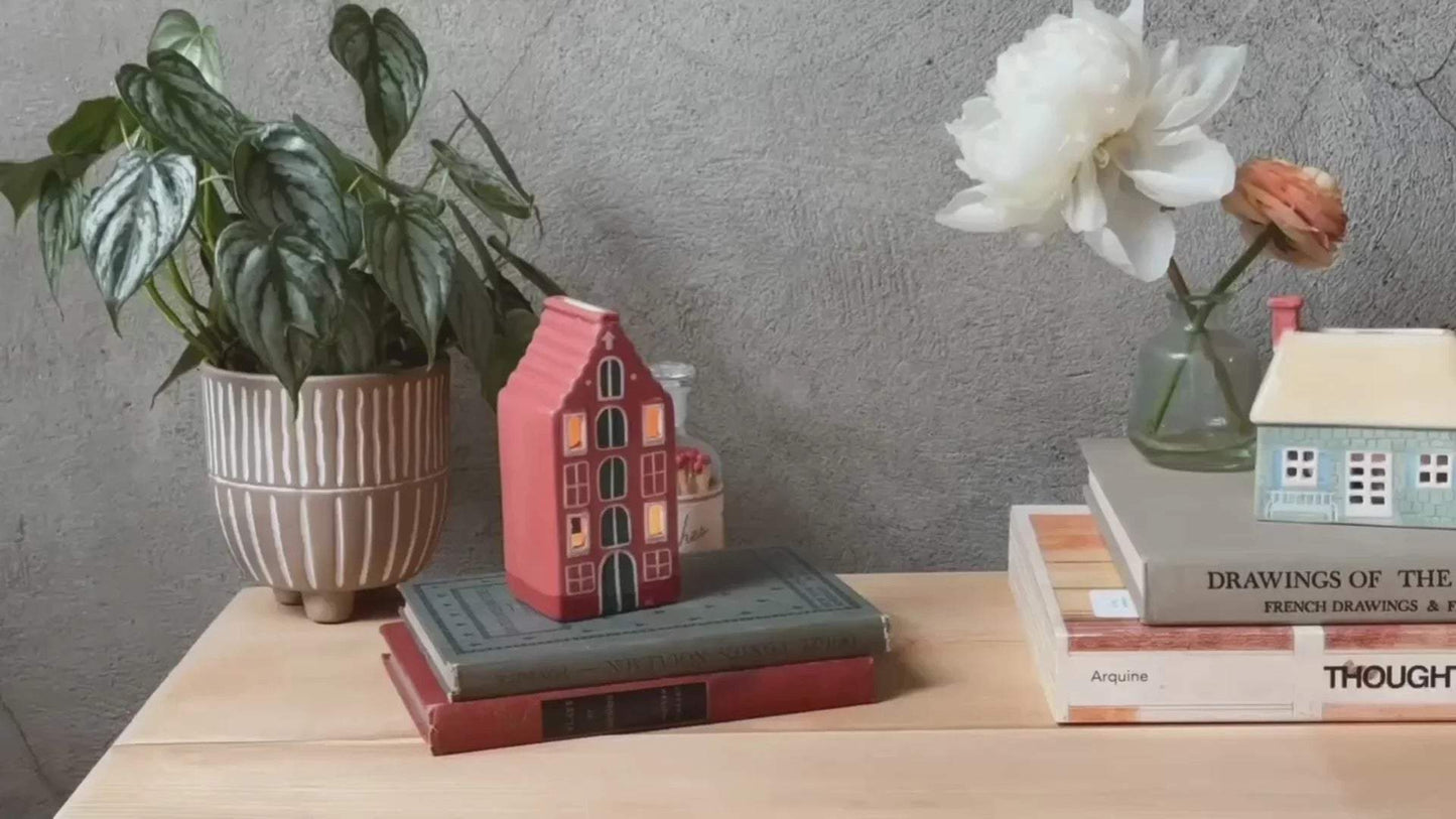 Paddywax Amsterdam House Style ceramic incense and tea light holder inspired by Dutch canal houses