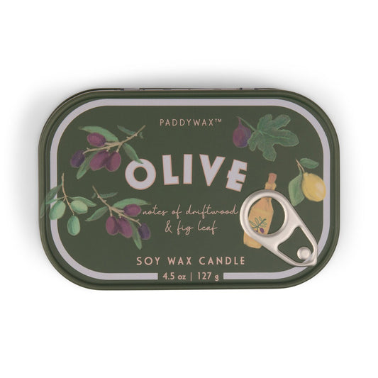 9to5 Studios_Paddywax Bistro 4.5oz/127g Olive Printed Tin Candle - Fig & Olive