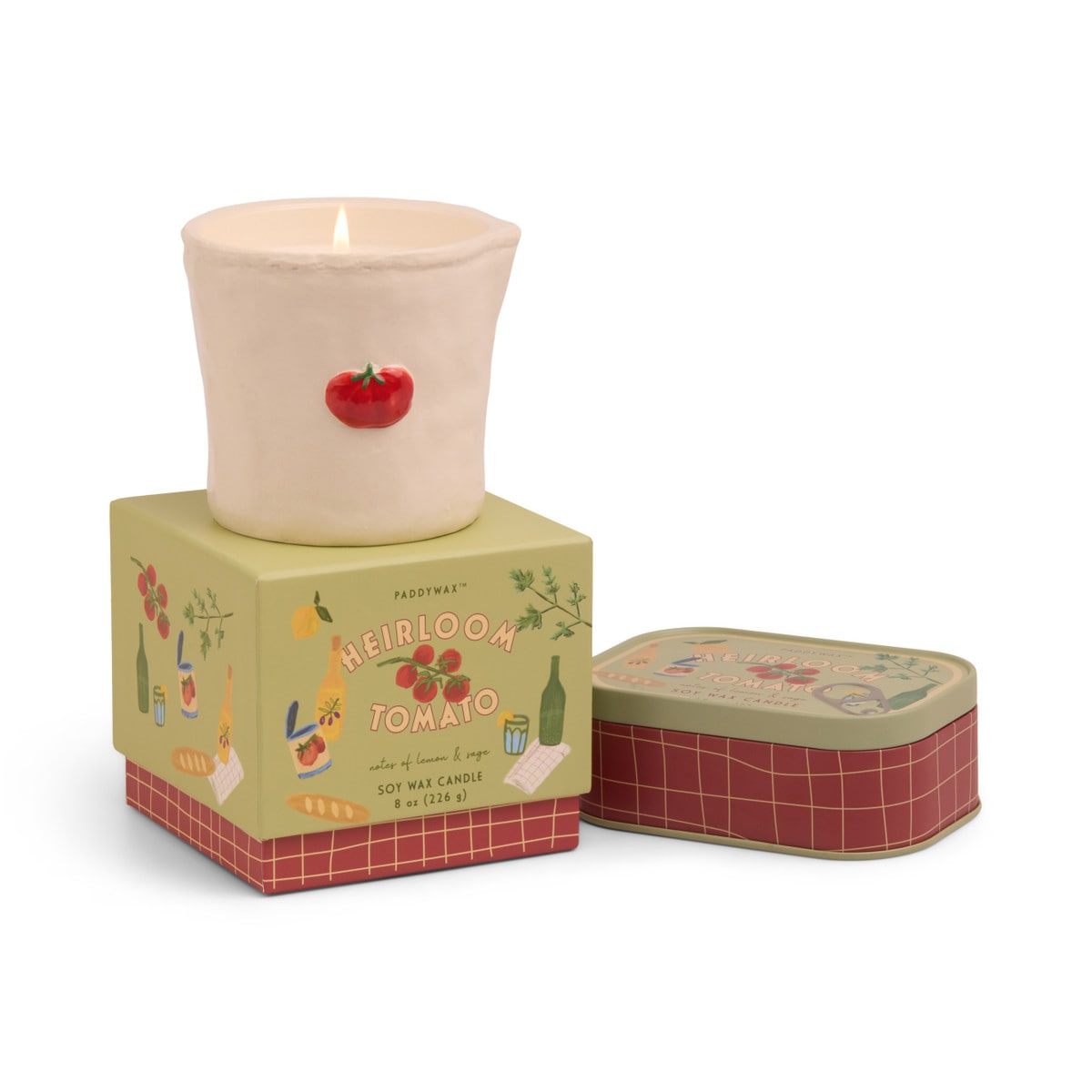 9to5 Studios_Paddywax Bistro 4.5oz/127g Tomato Printed Tin Candle - Heirloom Tomato