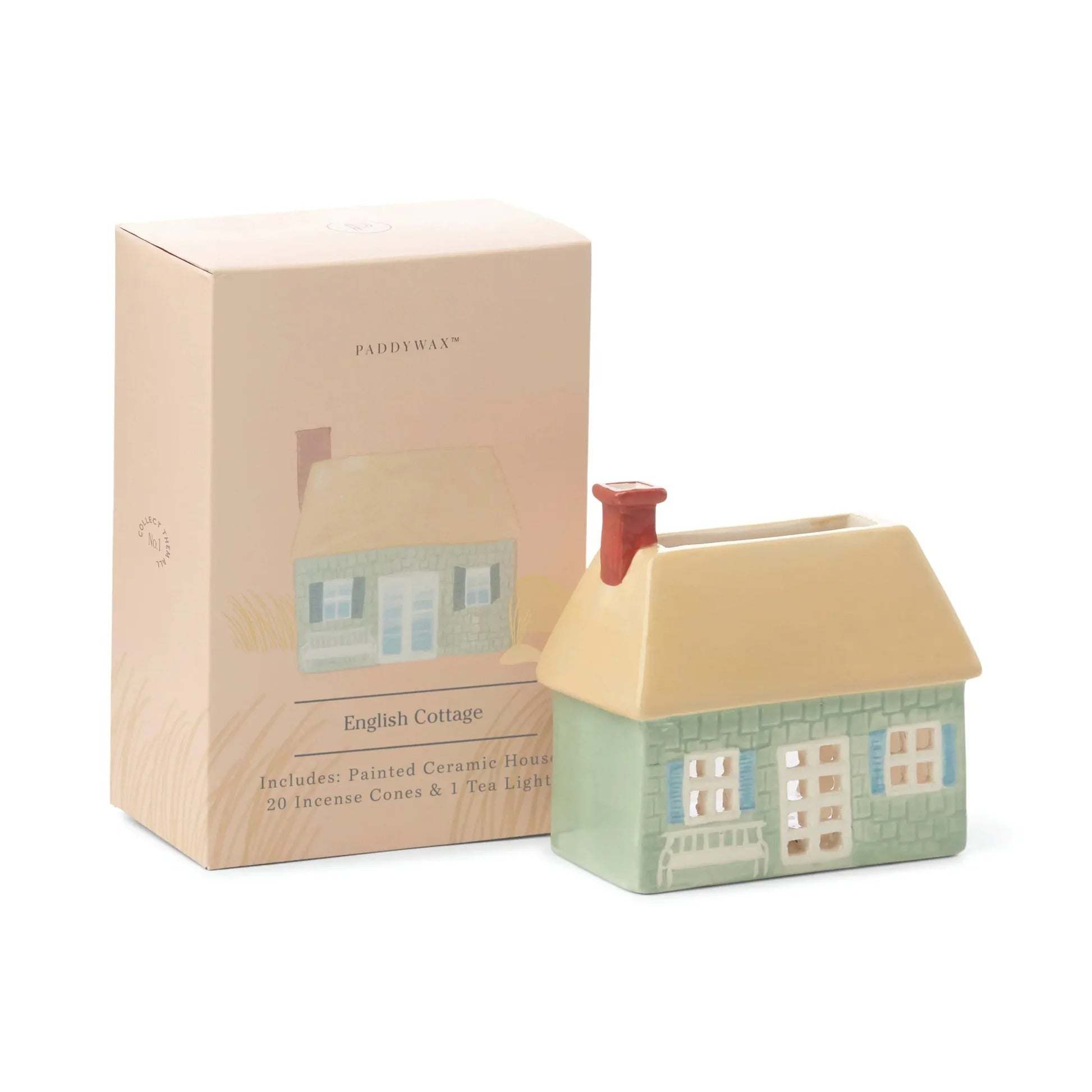 9to5 Studios_Paddywax English Cottage Style Incense & Tea Light Holder Ceramic House - Palo Santo