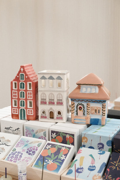 9to5 Studios_Paddywax Parisian Townhouse Style Incense & Tea Light Holder Ceramic House - Palo Santo