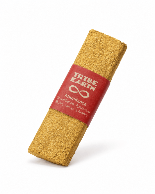 Tribe Earth Abundance Limited Edition plank with Western Australian Sandalwood, Agarwood, Moroccan Rose, Vetiver, Amber, and edible glitter incense