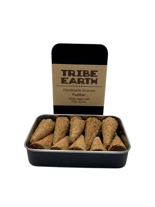 9to5 Studios_Tribe Earth FEATHER Cones - White Sage and A Pinch of Palo Santo