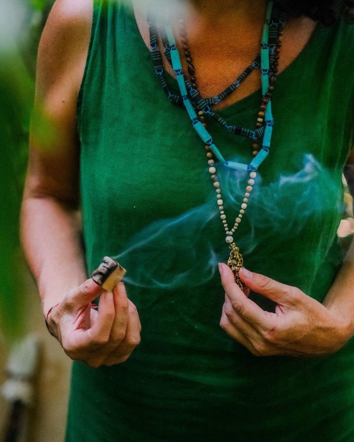 Tribe Earth Tea Garden-Temple Blend handmade incense plank with sandalwood and lemongrass scents