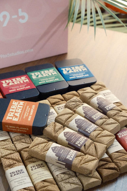 Tribe Earth Mini Sampler Tin with Temple Blend handmade incense tiles