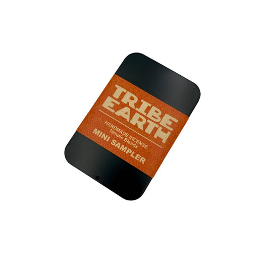 Tribe Earth Mini Sampler Tin with Temple Blend incense tiles including Tantra Tea and Vedic