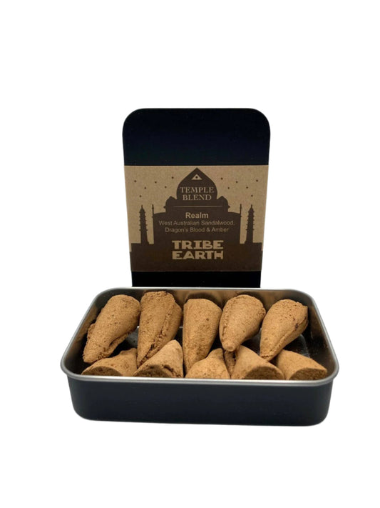 9to5 Studios_Tribe Earth REALM Cones - Sandalwood, Dragons Blood & Amber