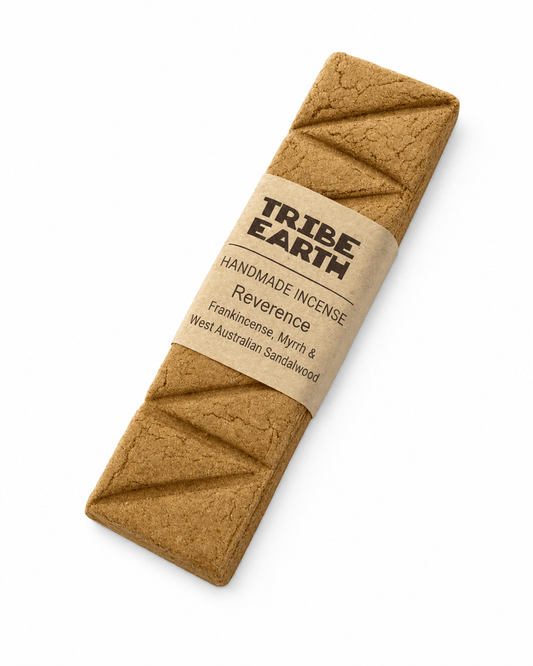 Tribe Earth REVERENCE handmade sandalwood, frankincense, and myrrh incense plank with 20-30 minutes burn time