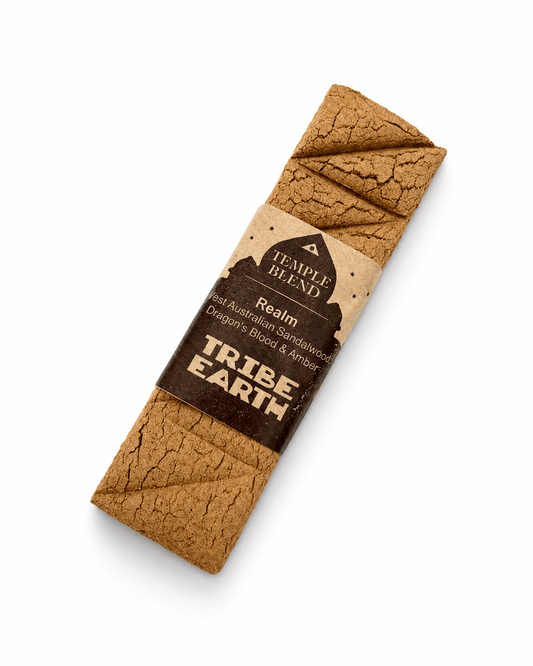 Tribe Earth Realm-Temple Blend handmade incense plank with sandalwood, dragon's blood, and amber scents