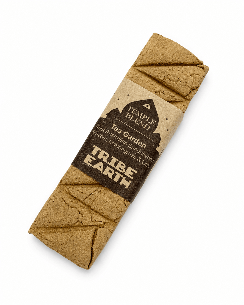 Tribe Earth Tea Garden-Temple Blend handmade incense plank with sandalwood and lemongrass scent