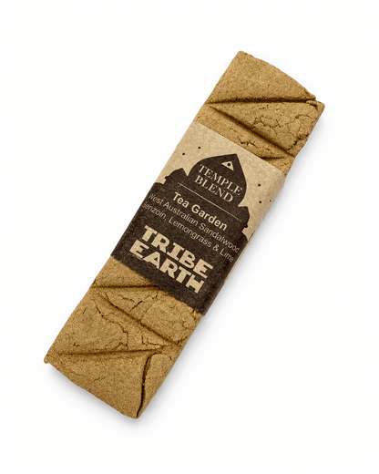 Tribe Earth Tea Garden-Temple Blend handmade incense plank with sandalwood and lemongrass scent