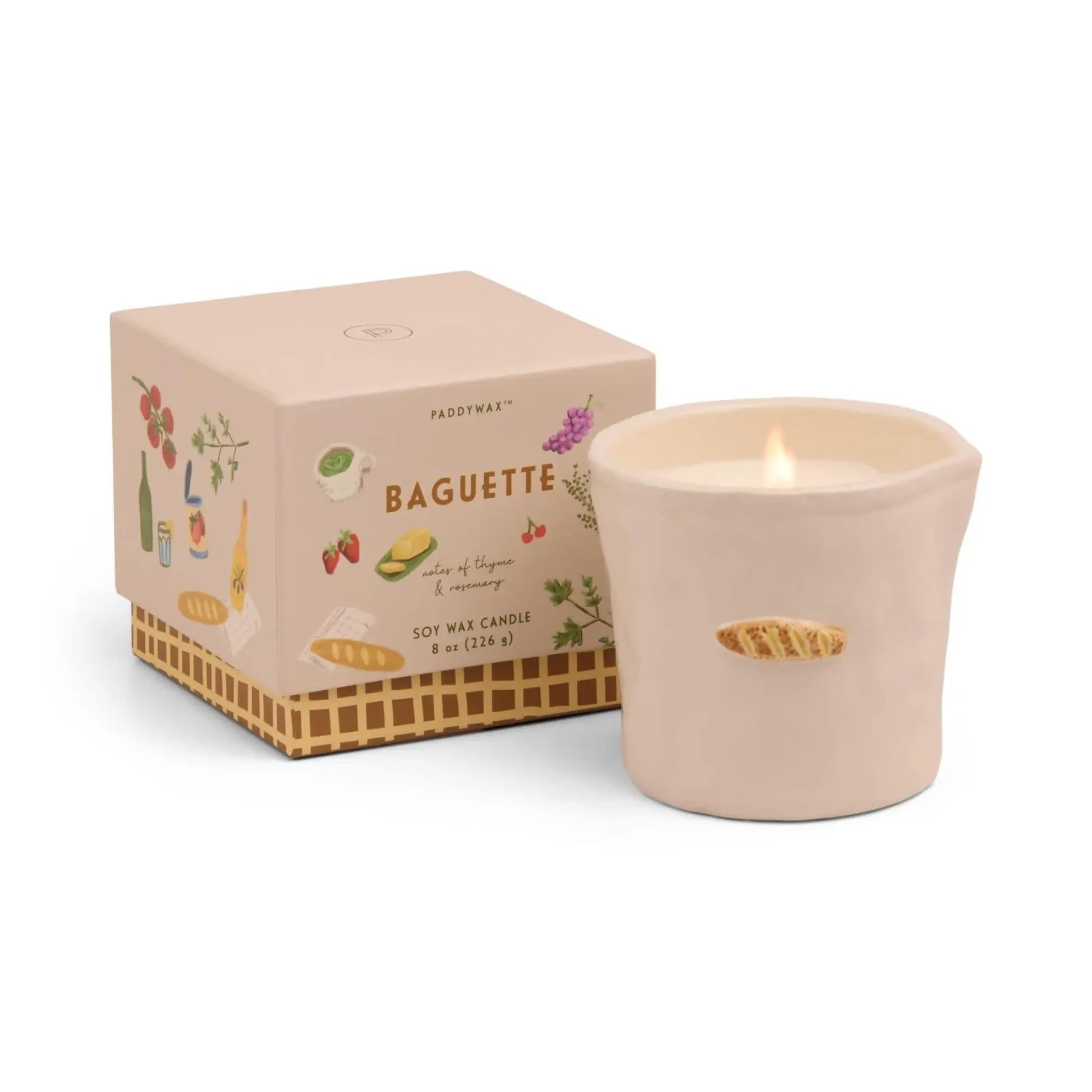 9to5 Studios_Paddywax Bistro French Baguette Embossed Ceramic Candle - Rosemary Thyme Boxed
