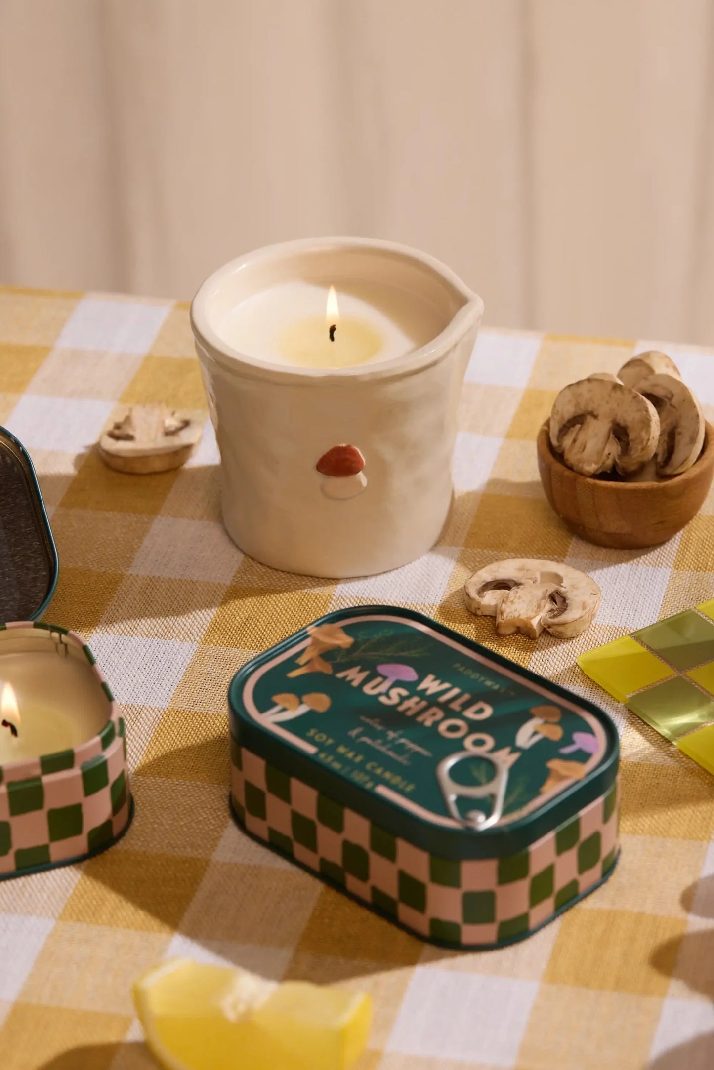 9to5 Studios_Paddywax Bistro Mushroom Embossed Ceramic Candle - Wild Mushroom Boxed