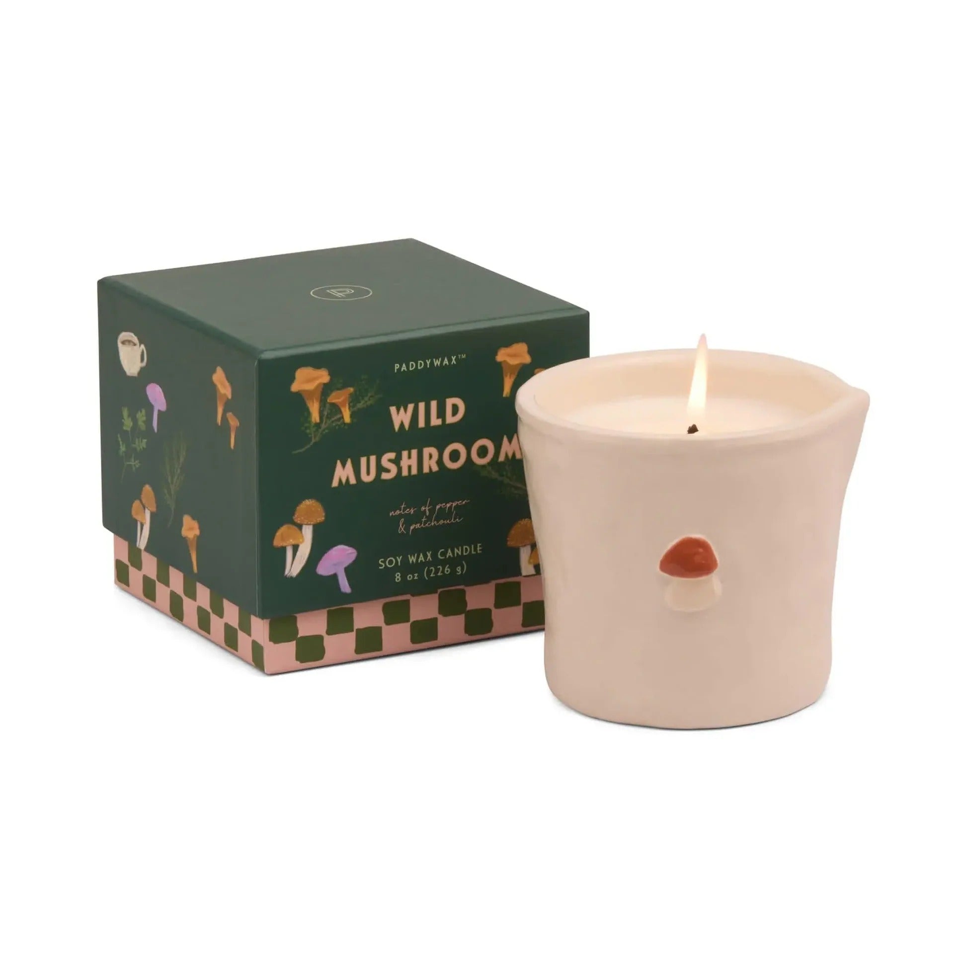 9to5 Studios_Paddywax Bistro Mushroom Embossed Ceramic Candle - Wild Mushroom Boxed