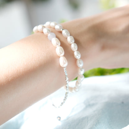 Aquamarine Breeze Bracelet with Pearls 9to5 Studios