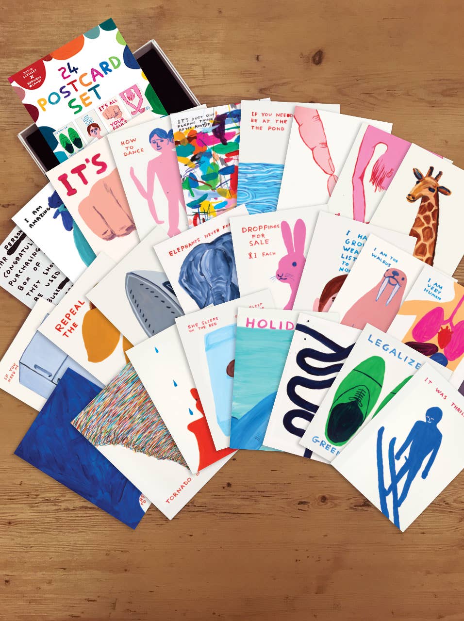 9to5 Studios_David Shrigley Art Postcards Gift Boxed - 24 Designs