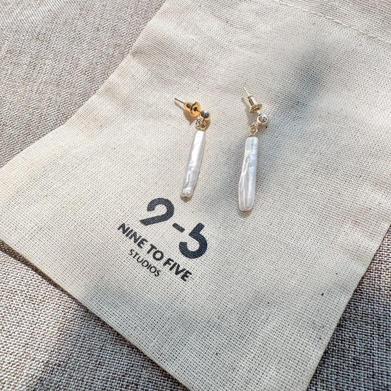 Freshwater Baroque Lineage Pearl Earrings Gold 9to5 Studios