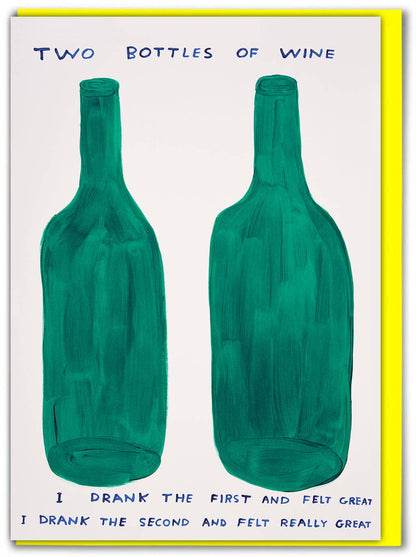 9to5 Studios_Funny David Shrigley - Two Bottles of Wine Greetings Card