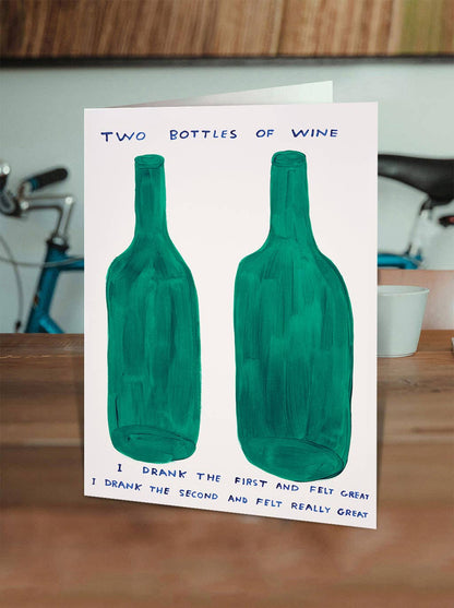 9to5 Studios_Funny David Shrigley - Two Bottles of Wine Greetings Card