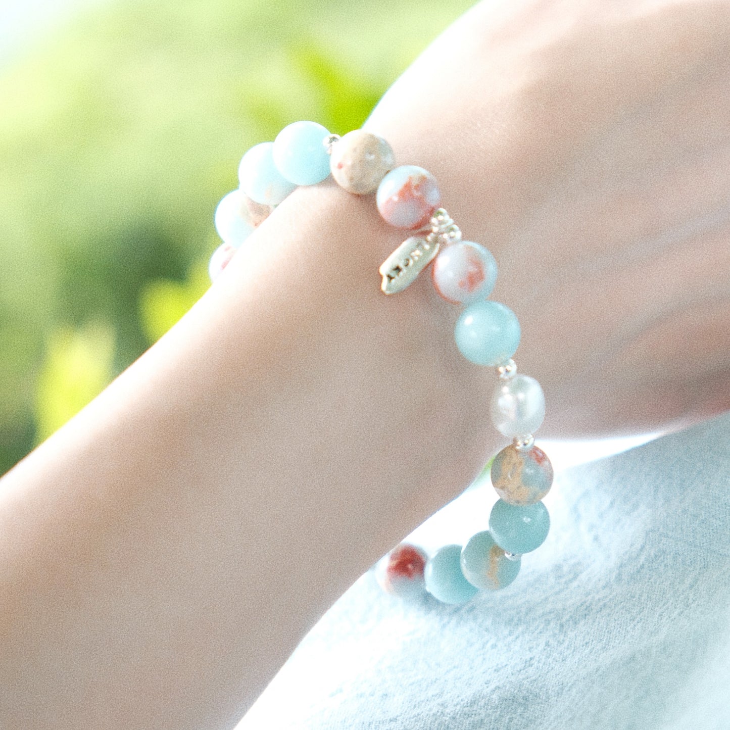 Lucky Natural Blue Stone Pearl Healing Bracelet - 9to5 Studios