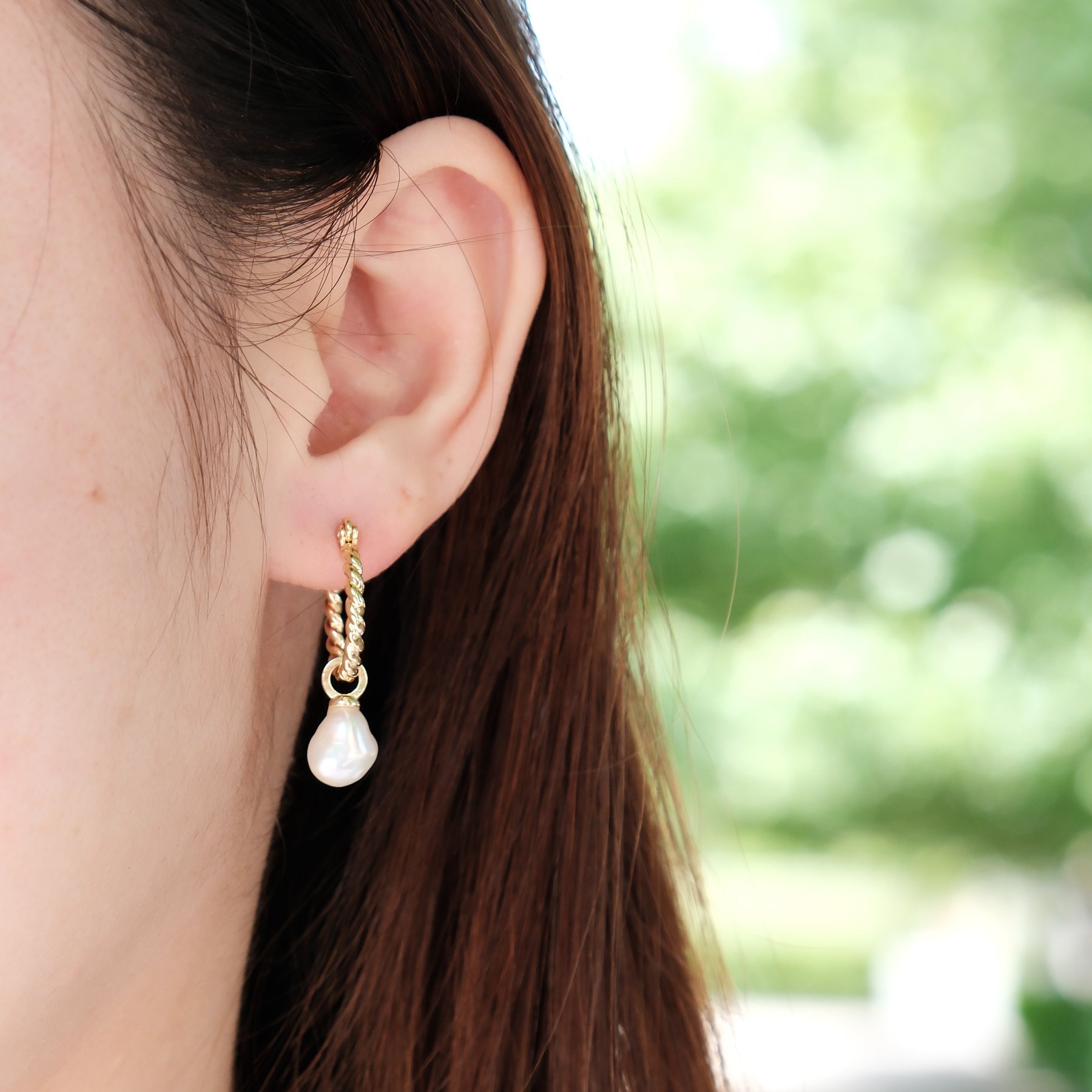 Mini Baroque Pearl Drop Hoop 2 Way Earrings Gold9to5 Studios