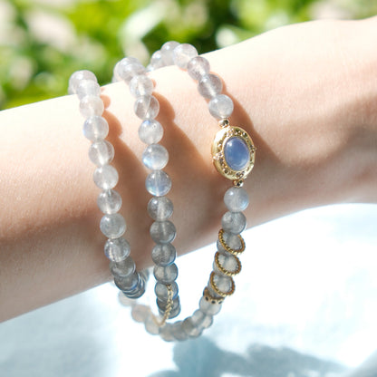 Natural Grey Moonstone Crystal Bracelet 9to5 Studios