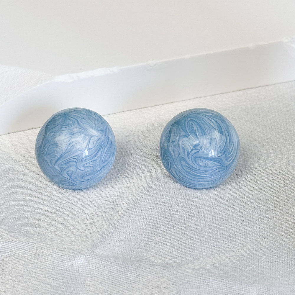 Ocean Blue Round Ball Earrings 9to5 Studios