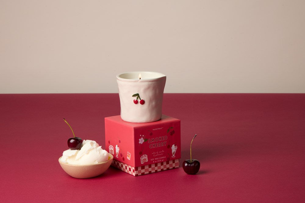 9to5 Studios Paddywax Bistro Cherries Embossed Ceramic Candle - Smoked Cherry