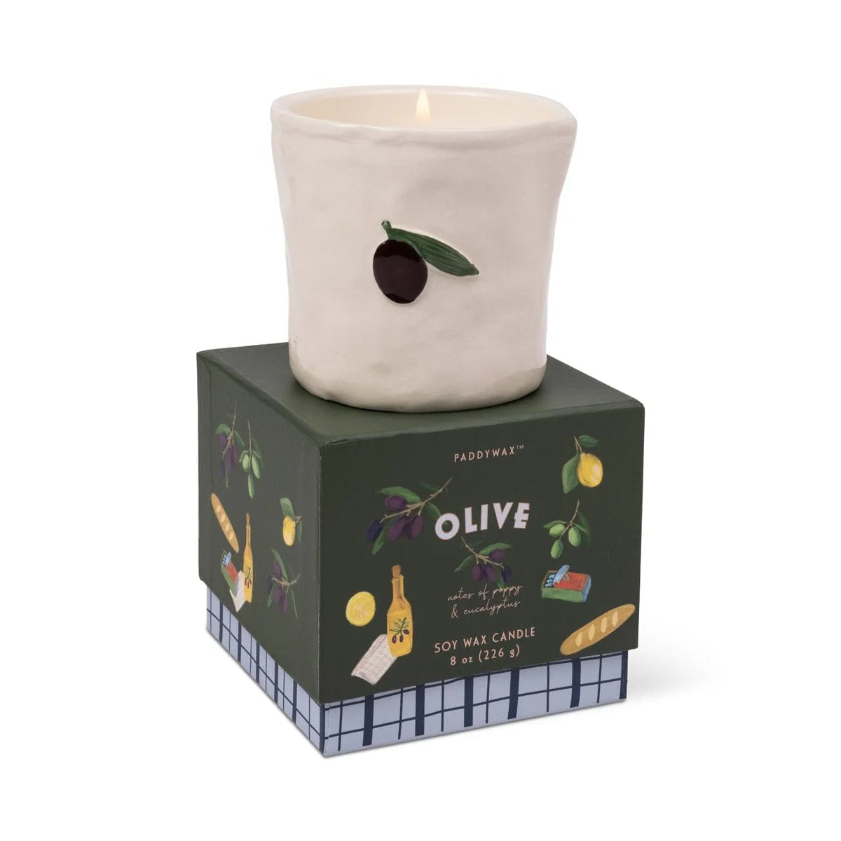 9to5 Studios Paddywax Bistro Olive Embossed Ceramic Candle - Fig & Olive Boxed