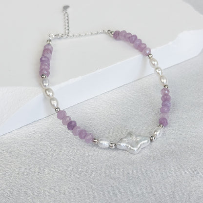 Star Baroque Pearl Bracelet with Amethyst Beads 9to5 Studios