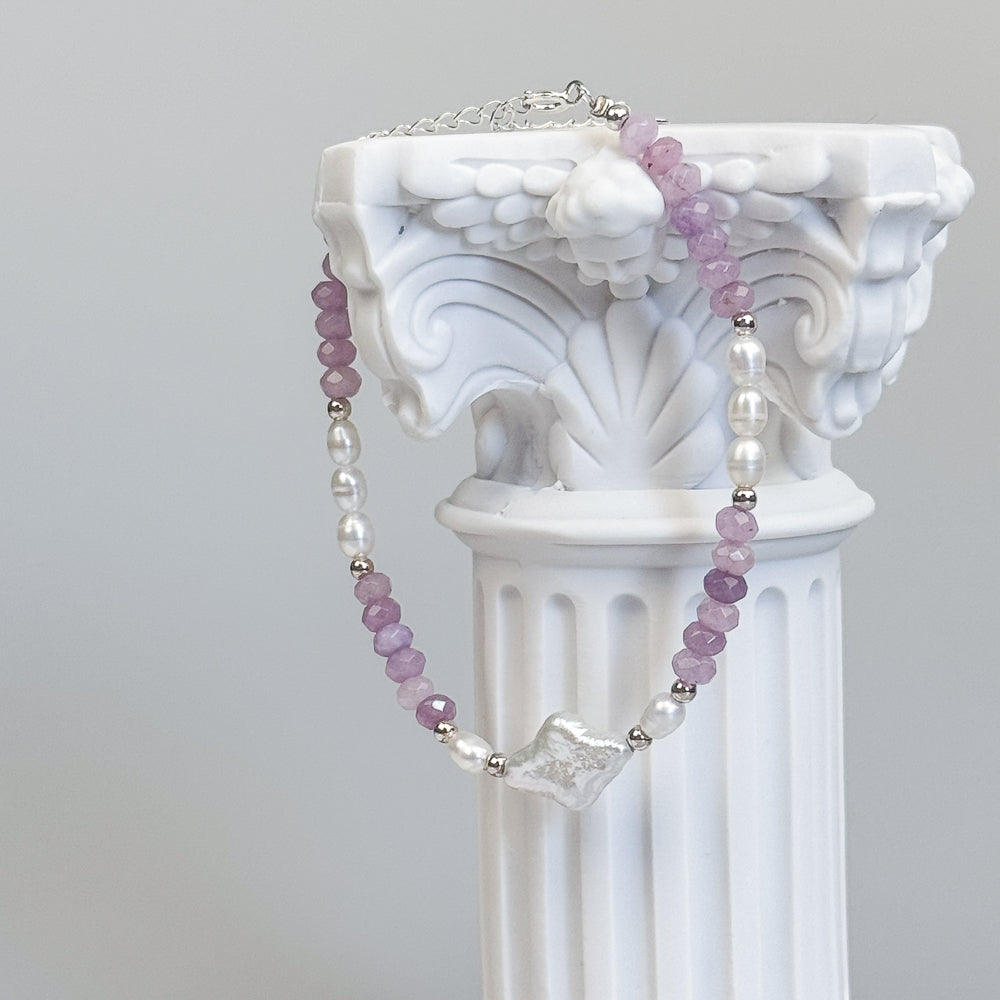 Star Baroque Pearl Bracelet with Amethyst Beads 9to5 Studios