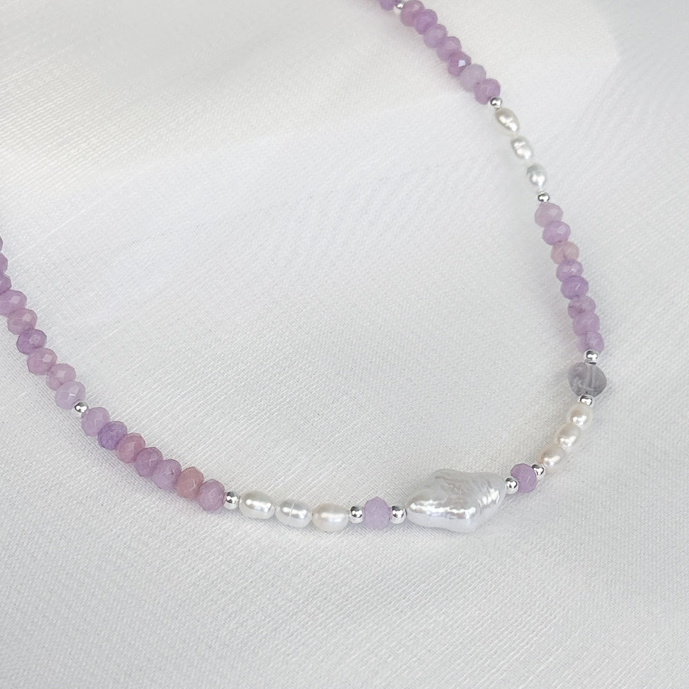 Star Baroque Pearl Necklace with Amethyst Beads 9to5 Studios