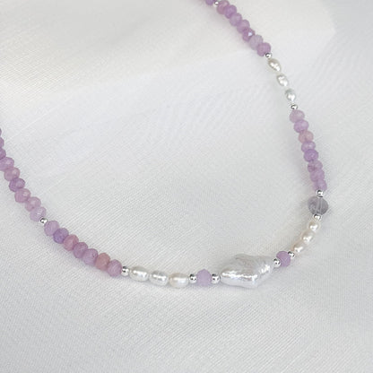 Star Baroque Pearl Necklace with Amethyst Beads 9to5 Studios