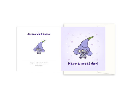 +61 Studio Jacaranda & Koala Greeting Card - Aussie Bloom Series